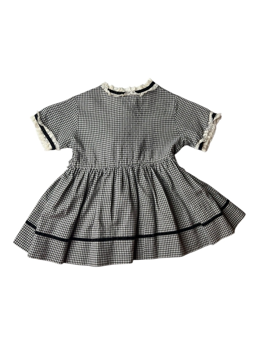 60s Vintage Black/White Gingham Party Dress No Size Tag